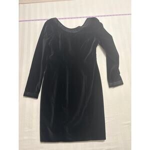 Vintage Laura Ashley Black Velvet Beaded Cocktail Dress Size 10